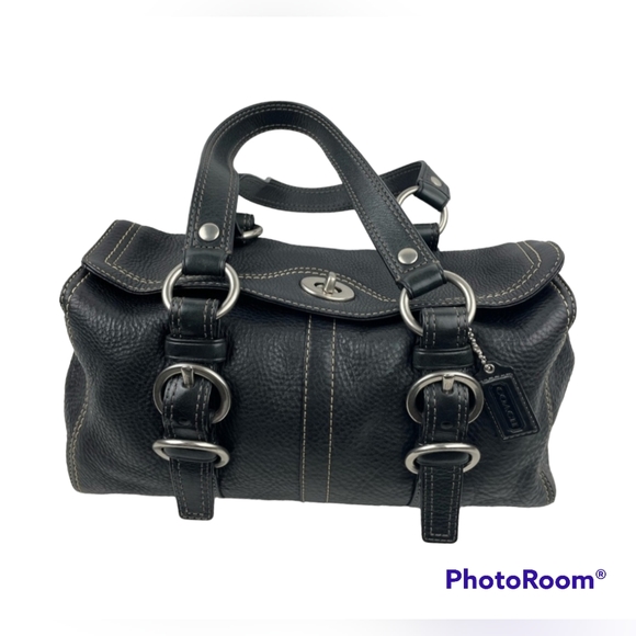 Coach Handbags - COACH Chelsea Black Pebble Leather Satchel
